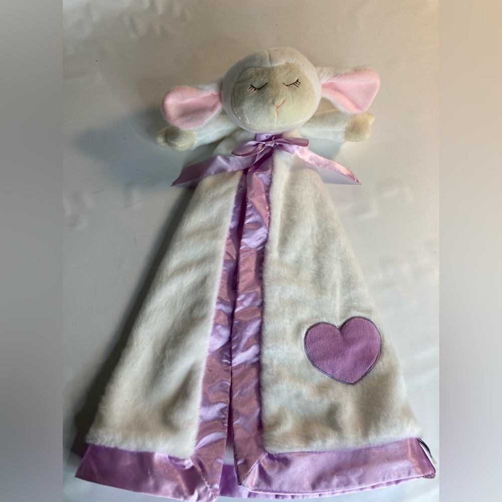Ganz Lamb Lovey Purple Heart Sheep Faith Blankie Buddy Long Plush 86922